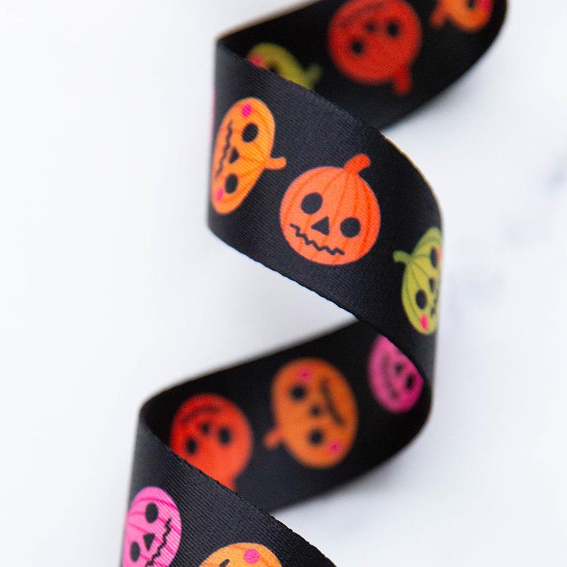 Ruby Star Society Pumpkin Party Halloween webbing by Melody Miller, 1.5 inch polyester bag making webbing