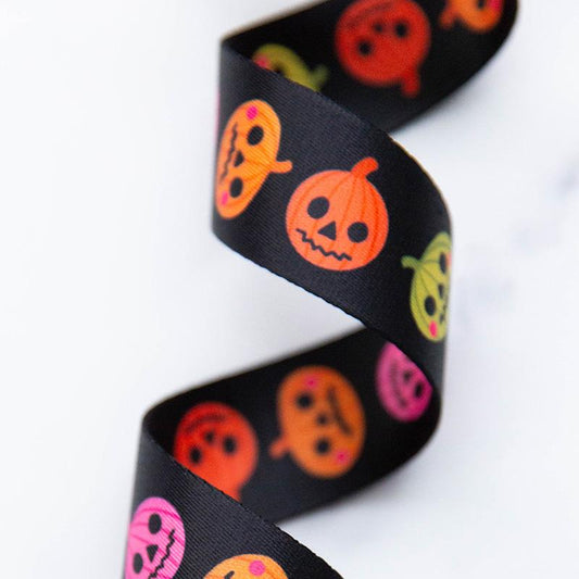 Ruby Star Society Pumpkin Party Halloween webbing by Melody Miller, 1.5 inch polyester bag making webbing