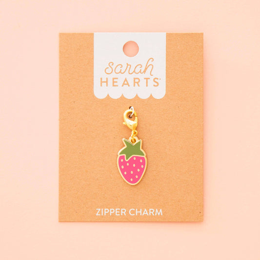 Sarah Hearts - Strawberry Enamel Removable Zipper Charm