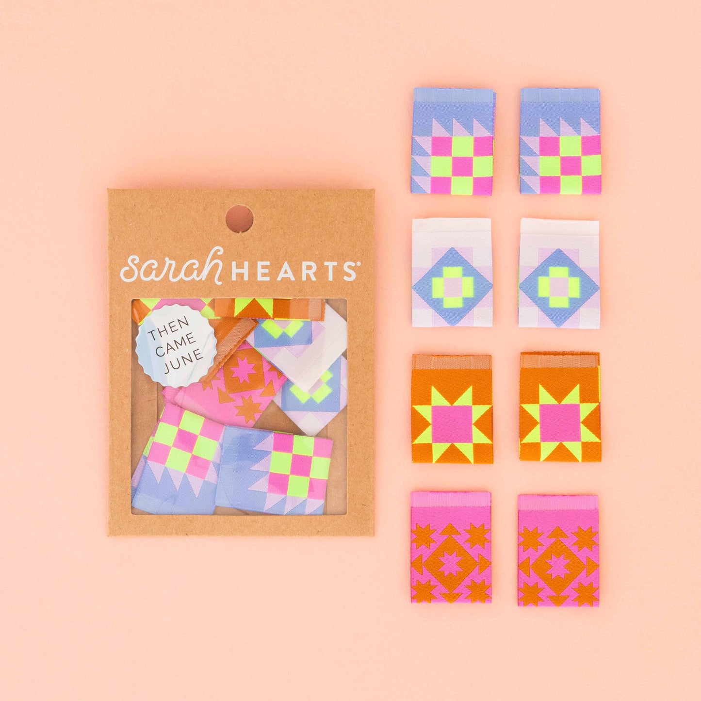 Sarah Hearts - Then Came June Quilt Block Woven Label Multipack