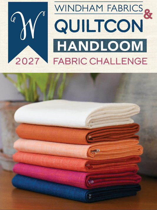 2027 Quiltcon challenge palette handloom from Tara Faughnan in marshmallow, carrrot cake, bellini, persimmon, juicy, peacock