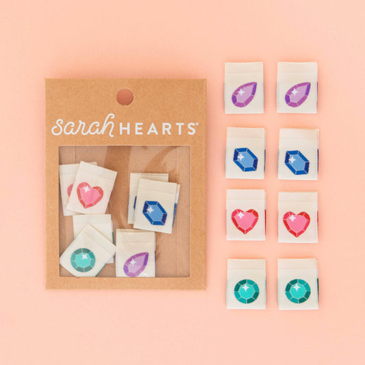 Sarah Hearts - Jewels Multipack - Woven Sewing Clothing Label Tags
