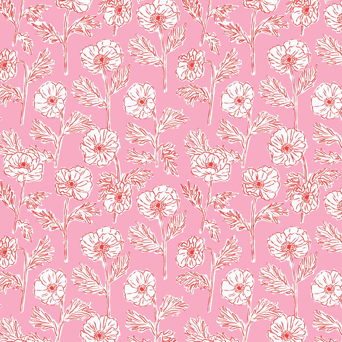 PREORDER Cloud 9 Fabrics Nice Nice Painted Poppies in Pink/Red
