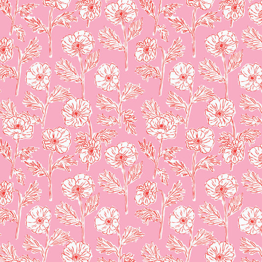 PREORDER Cloud 9 Fabrics Nice Nice Painted Poppies in Pink/Red