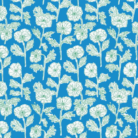 PREORDER Cloud 9 Fabrics Nice Nice Painted Poppies in Blue/Green