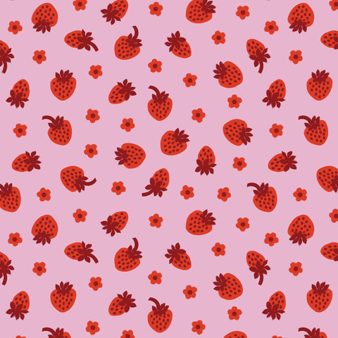 Cloud9 A Tulip Story Strawberry Fraise Pink organic cotton fabric