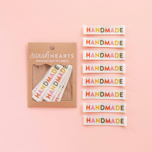 Sarah Hearts - Handmade Woven Sewing Labels - Muted Colors
