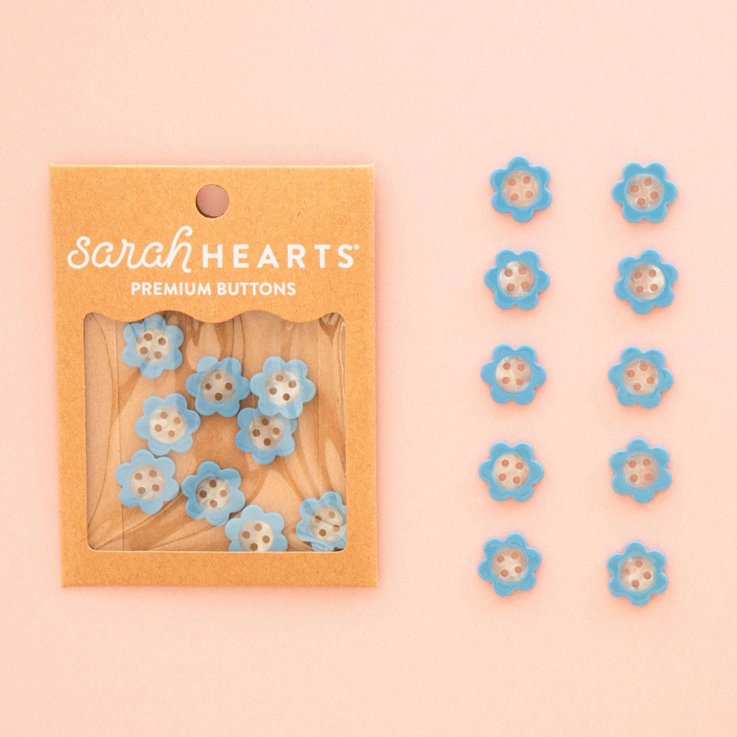 Sarah Hearts - Blue Daisy Small 5/8" Buttons