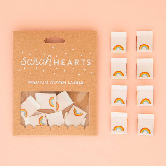 Sarah Hearts - Mini Rainbow Woven Sewing and Quilting Labels for Kids