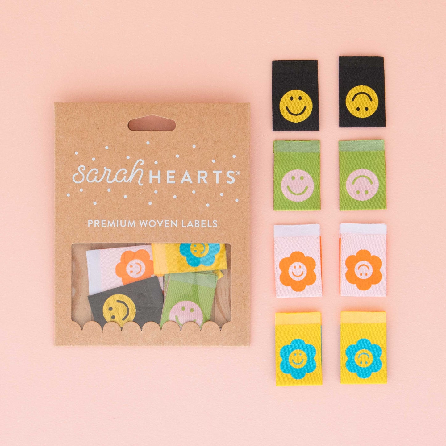 Sarah Hearts - Smiley Multipack Woven Labels