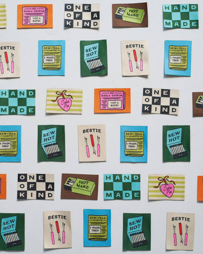 Matchy Matchy Sewing Club - One of a Kind Checkerboard Large Garment Labels: Set of 6