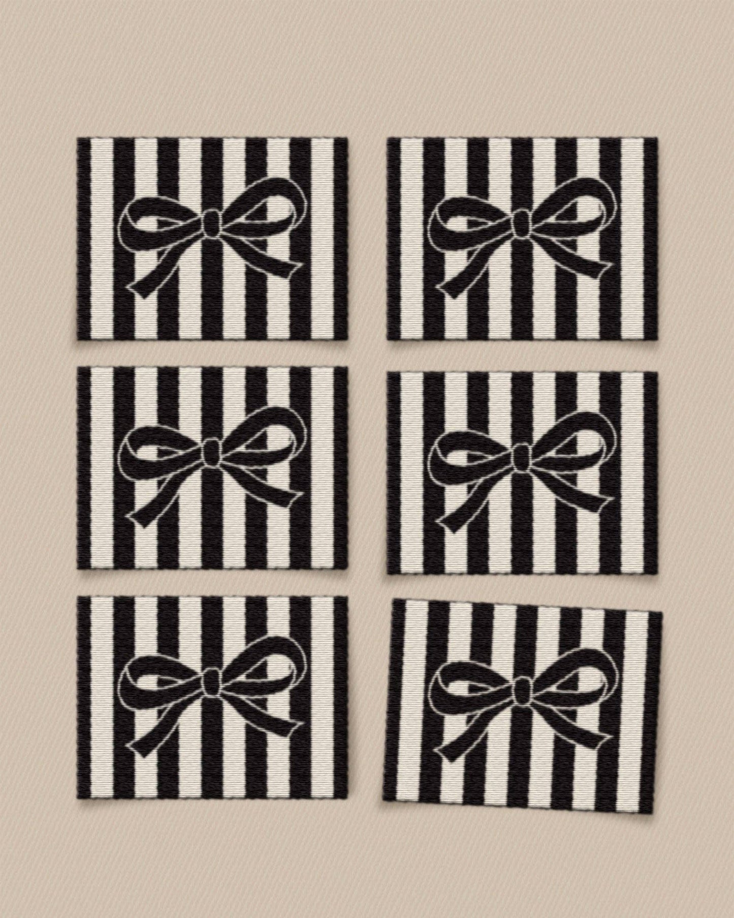 Matchy Matchy Sewing Club - Black Bow Large Garment Labels: Set of 6