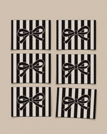 Matchy Matchy Sewing Club - Black Bow Large Garment Labels: Set of 6
