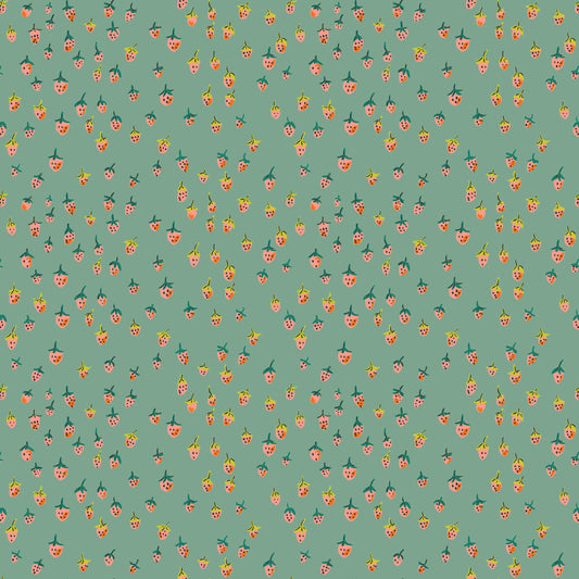 PREORDER Heather Ross Favorites Field Strawberries Teal