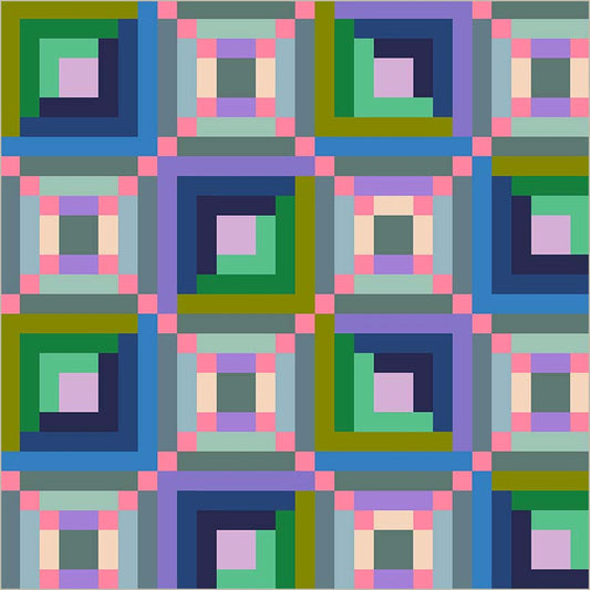 Canvas & Co Annabel Wrigley Log Cabins Perriwinkle