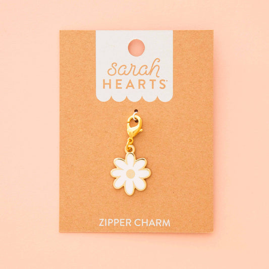 Sarah Hearts - White Daisy Enamel Removable Zipper Charm