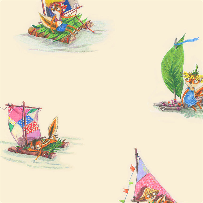 PREORDER Heather Ross Boat Race Stick Boats in Ivory