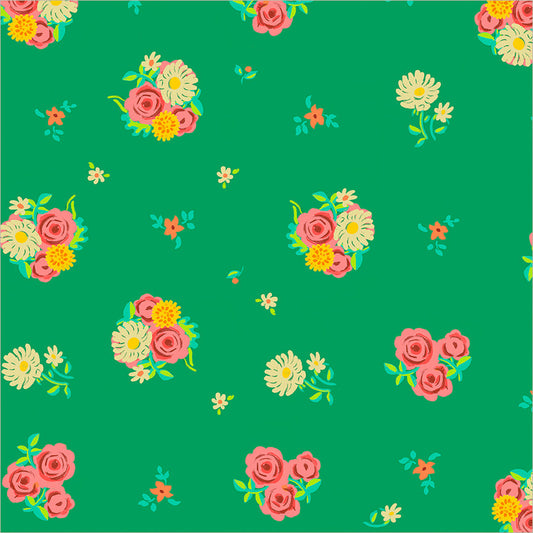 PREORDER Heather Ross Boat Race Denyse Floral in Green