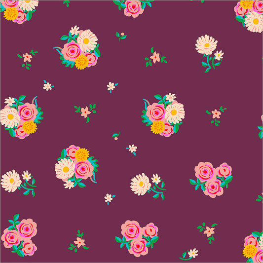 PREORDER Heather Ross Boat Race Denyse Floral in Plum