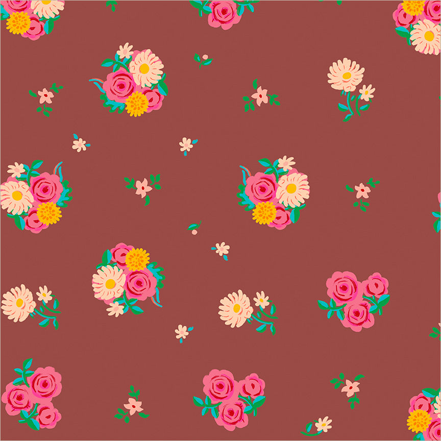 PREORDER Heather Ross Boat Race Denyse Floral in Brown