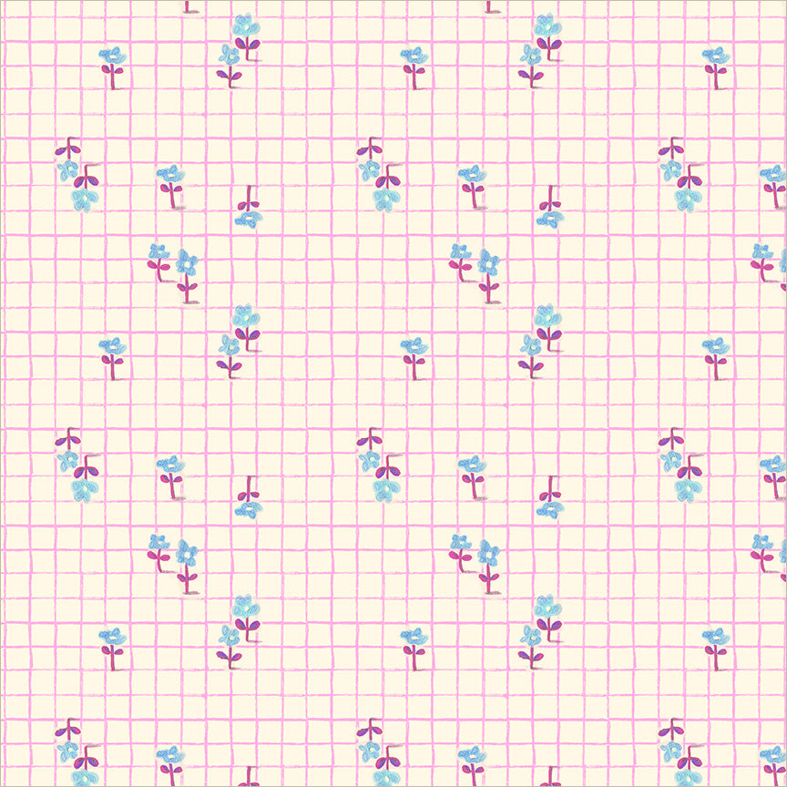 PREORDER Heather Ross Boat Race Trellis in Hot Pink