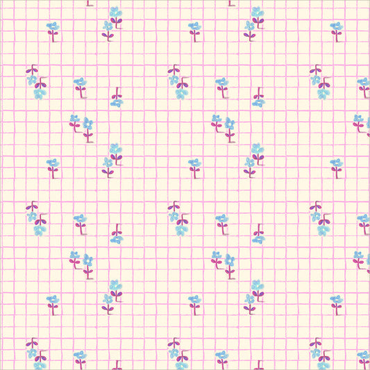 PREORDER Heather Ross Boat Race Trellis in Hot Pink