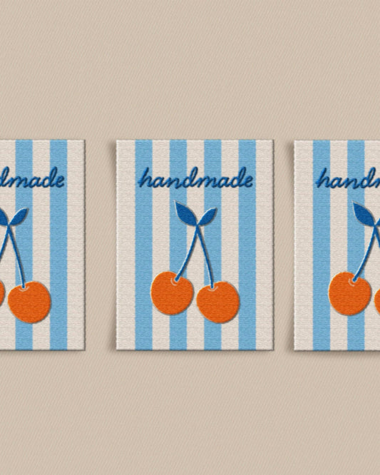 Matchy Matchy Sewing Club - Handmade Cherry Large Garment Labels: Set of 6