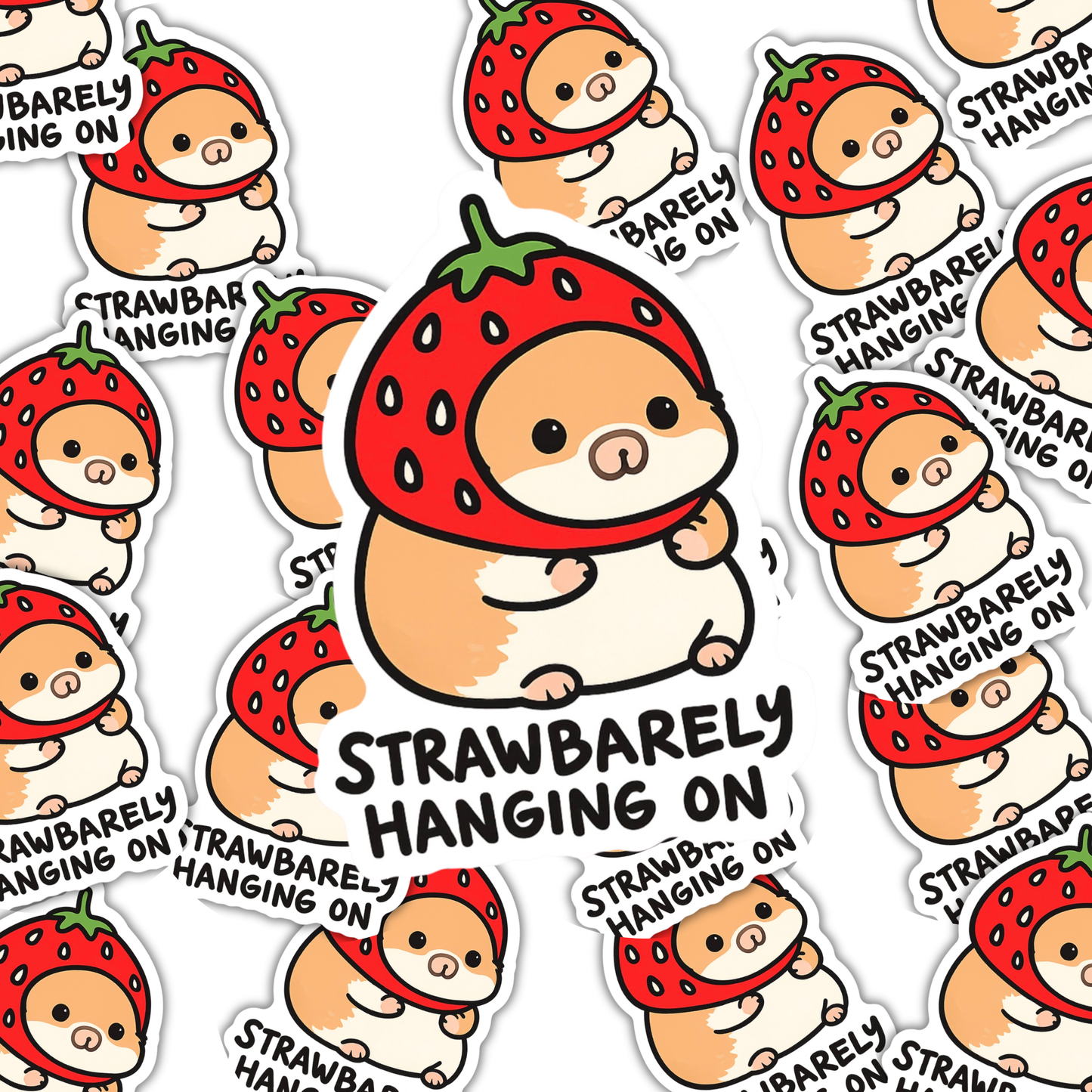 inviting affairs paperie - Strawbarely Hanging On Sticker