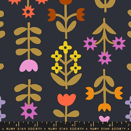 Ruby Star Society Favorite Flowers Meadow Canvas in Soft Black