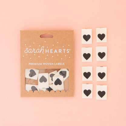 Sarah Hearts - Black Heart Organic Cotton Labels