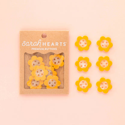 Sarah Hearts - Yellow Daisy Large 1" Buttons