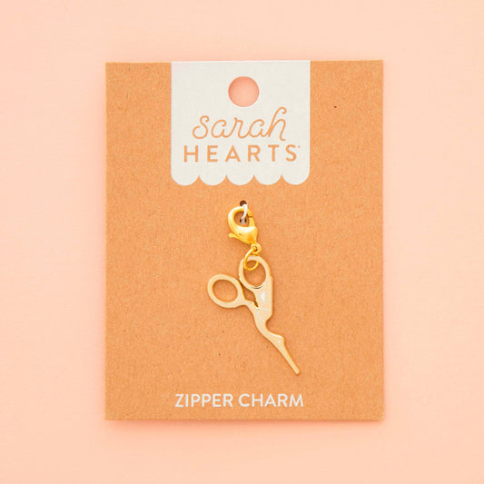 Sarah Hearts - Gold Stork Embroidery Scissor Removable Zipper Charm