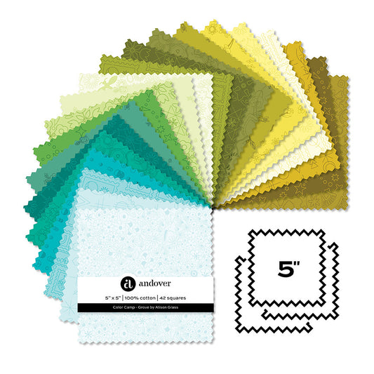 PREORDER Alison Glass Color Camp Grove 5" Squares