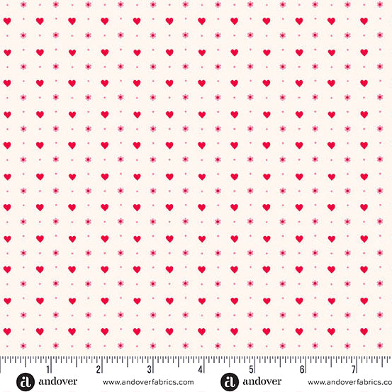 Andover Fabrics Heart and Soul Mini Hearts in White