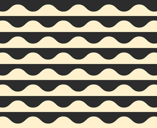 Emily Van Hoff Fabric Groove Geometric Print wavy black white