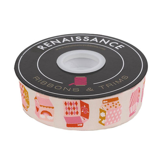 ruby star woven ribbon cream with pink juice cartons