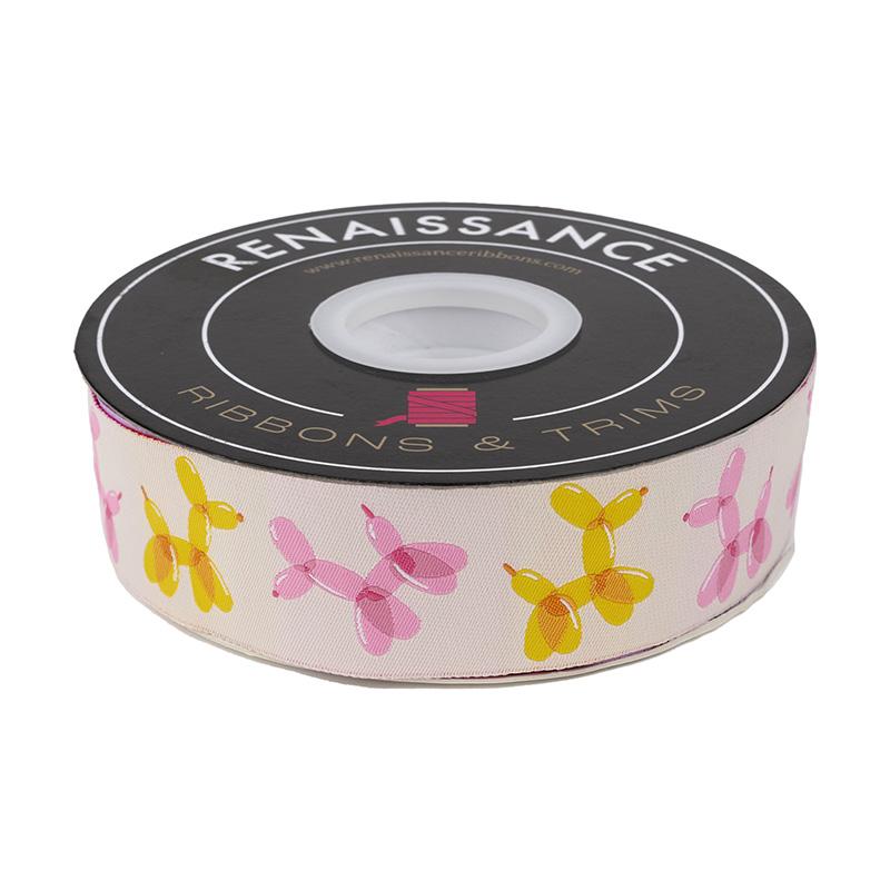 ruby star ribbon cream with balloon animal dogs in pink and yellow