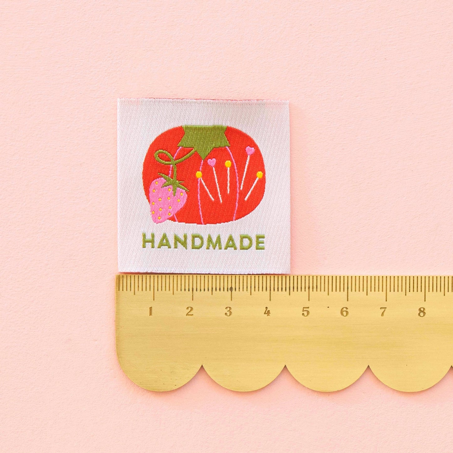 Sarah Hearts - Tomato Pin Cushion Handmade Large Sewing Labels