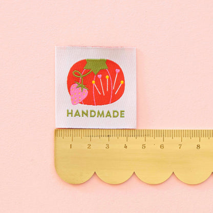 Sarah Hearts - Tomato Pin Cushion Handmade Large Sewing Labels