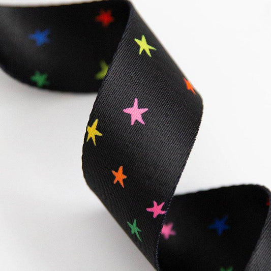 PREORDER Ruby Star Webbing Starry in Vivid Black 1.5" width