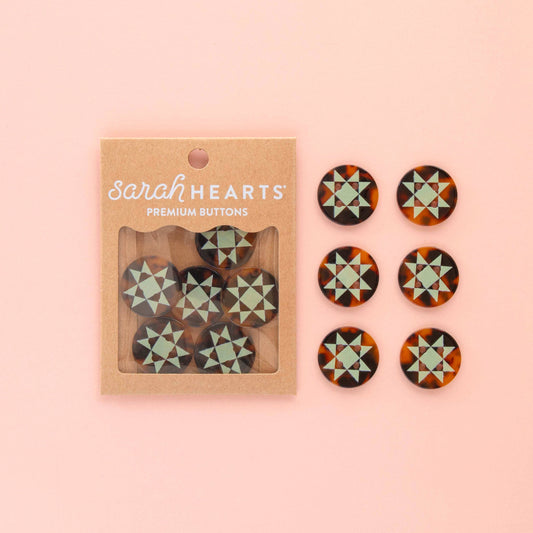 Sarah Hearts - Quilt Star Large 1" Buttons