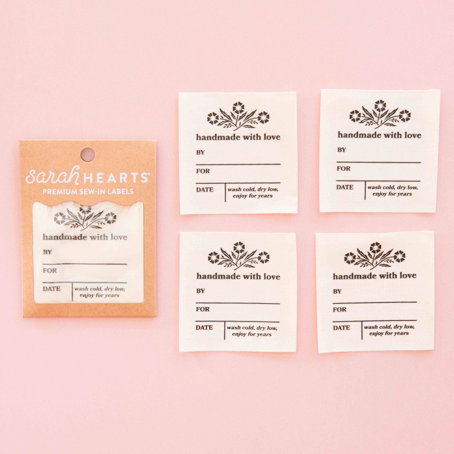 Sarah Hearts - Vintage Handmade with Love Organic Cotton Write-in Labels