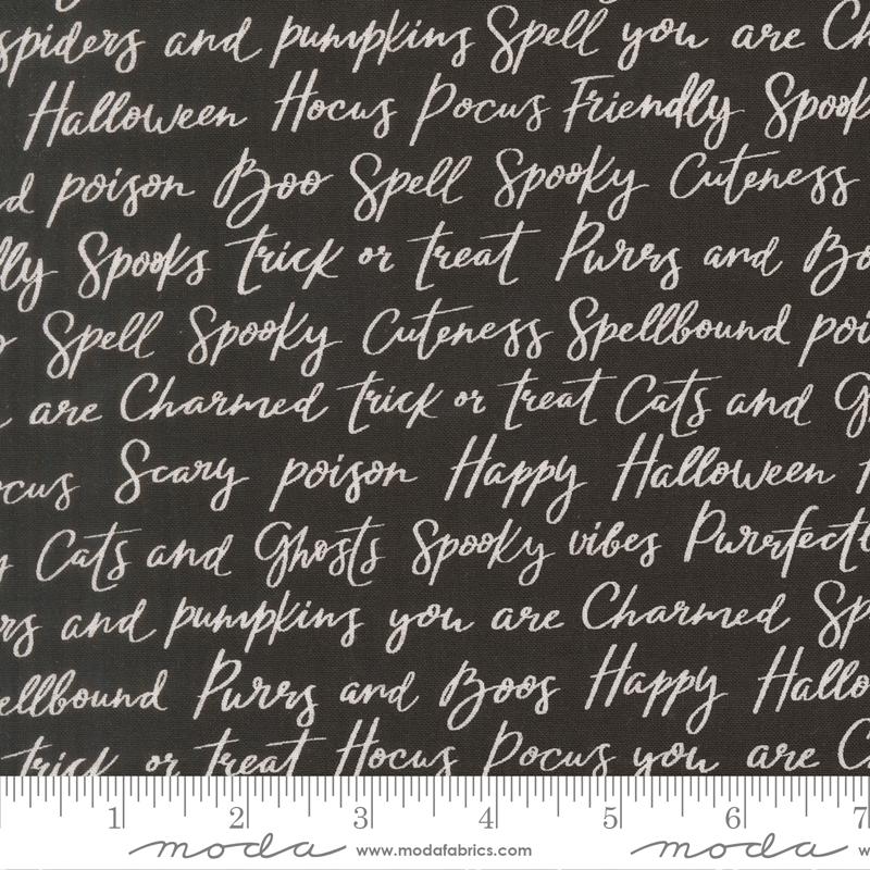 Moda Purrs and Boos Happy Halloween Lettering Black Cat