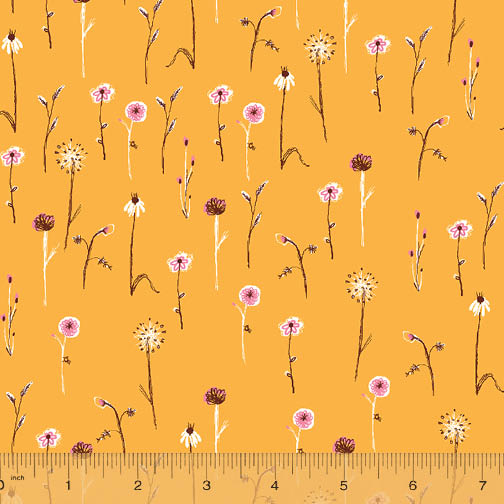 Heather Ross Far Far Away III Wildflowers in Marigold