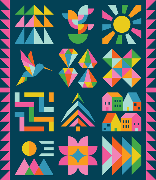 Hand + Soul 2027 Block of the Month Quilt Kit | Ruby Star Solids Nightfall