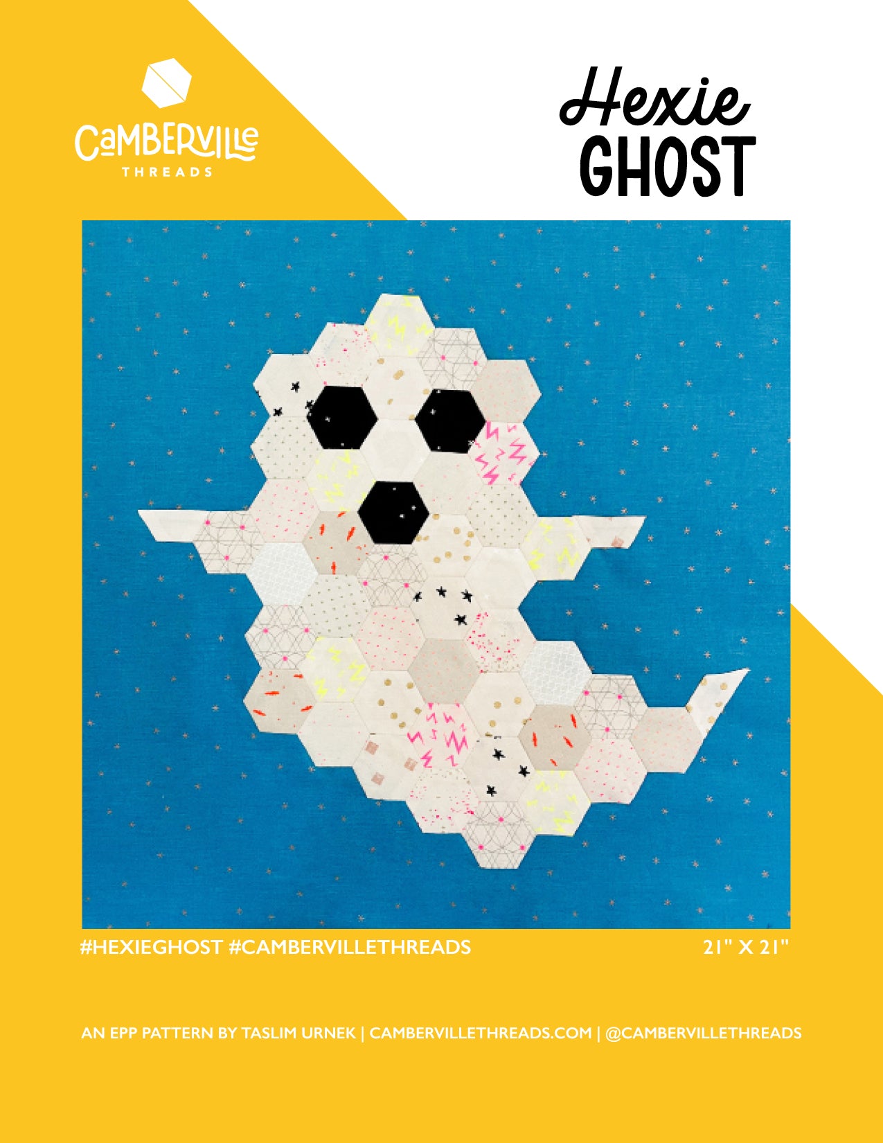 Hexie Ghost EPP Pattern PDF Front Page from Camberville Threads