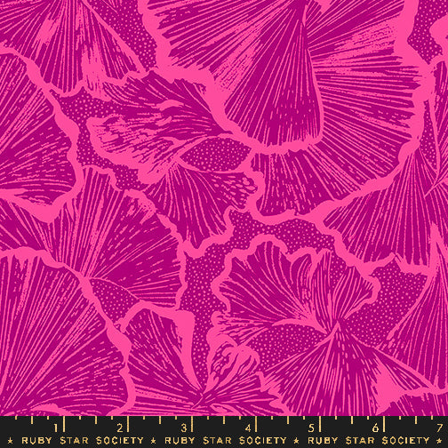 5 YARDS Ruby Star Society Glow Garden Ginko in Light Berry