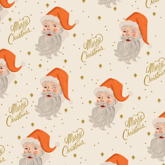 Rifle Paper Co Holiday Classics II Santa in Cream Metallic