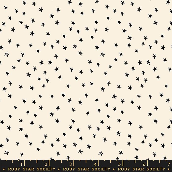 Ruby Star Society Mini Starry in Natural. Starry black on cream RSS starry designed by Alexia Abegg for Moda Fabrics. Small scale stars