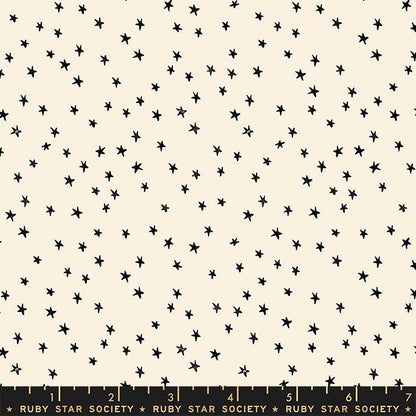 Ruby Star Society Mini Starry in Natural. Starry black on cream RSS starry designed by Alexia Abegg for Moda Fabrics. Small scale stars